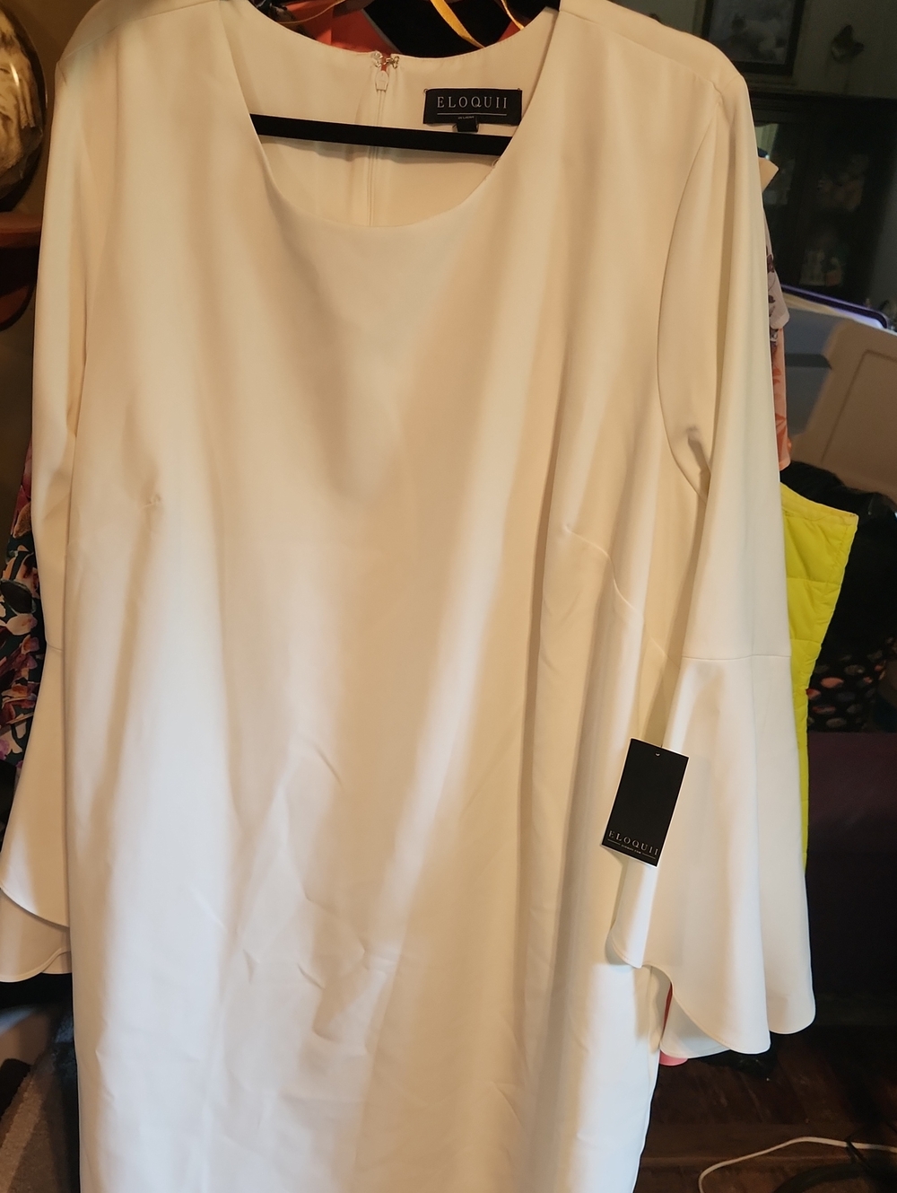 Eloquii Cream Long Sleeve Midi Dress